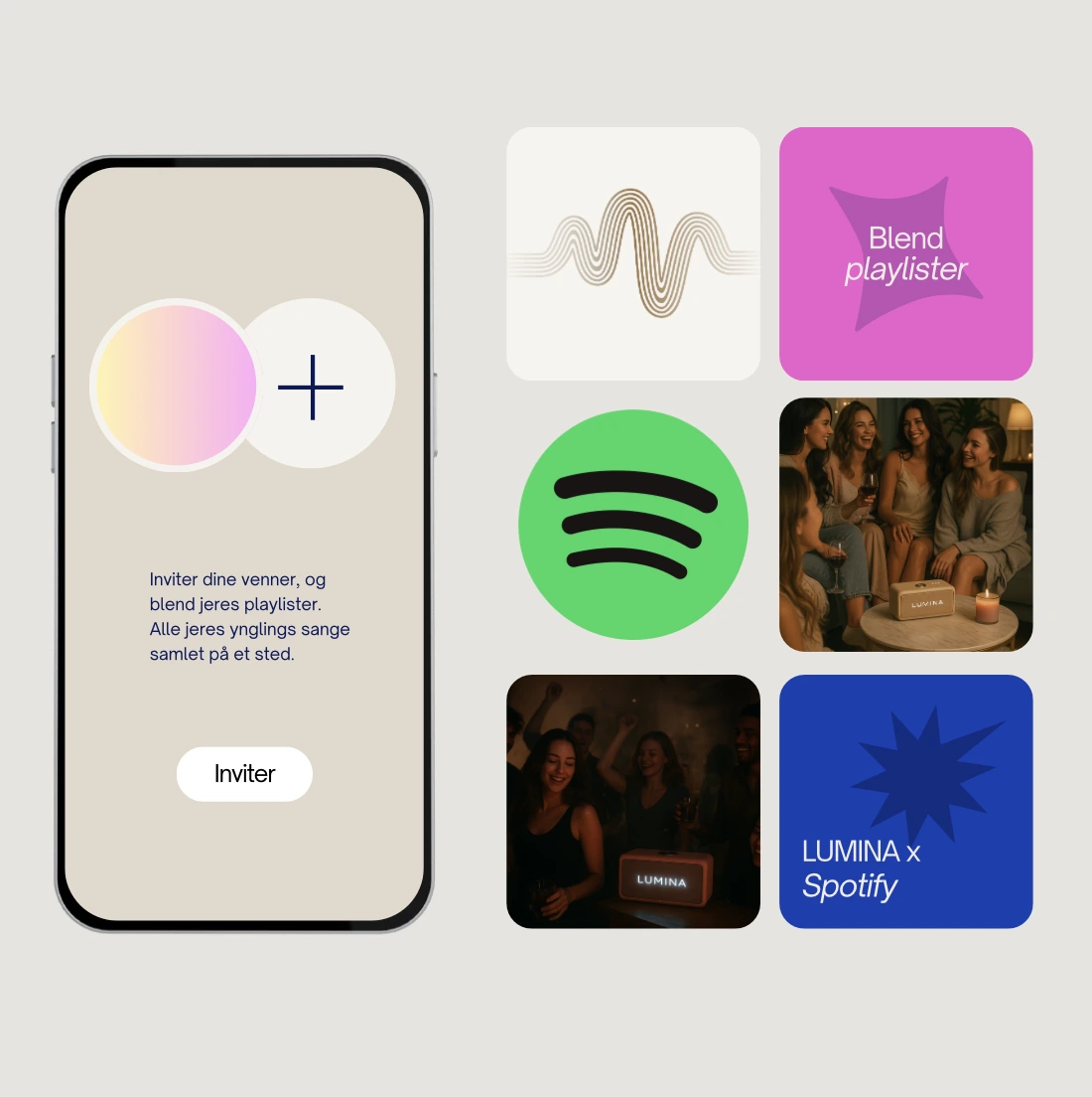 Lumina-appen med Social Connect og fælles Spotify-playlister